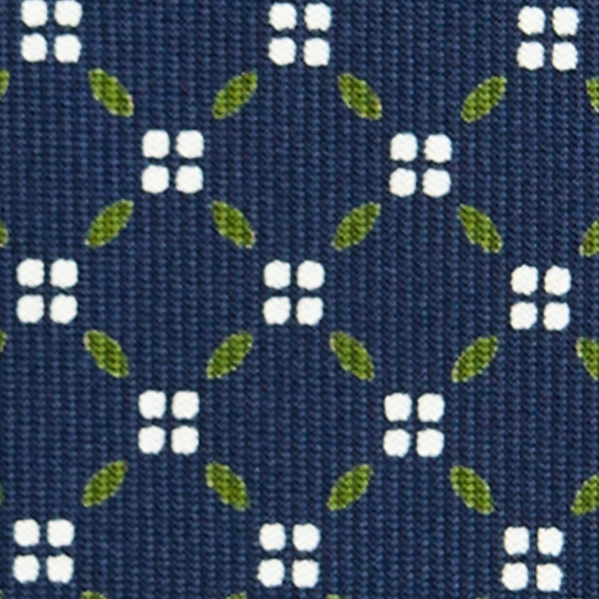 CRAVATTA SARTORIALE IN SETA STAMPATA BLU SCURO