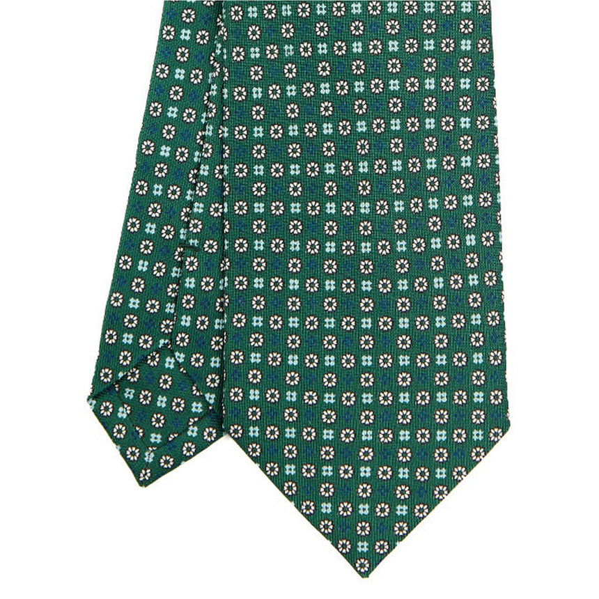 CRAVATTA SARTORIALE IN SETA STAMPATA VERDE SCURO