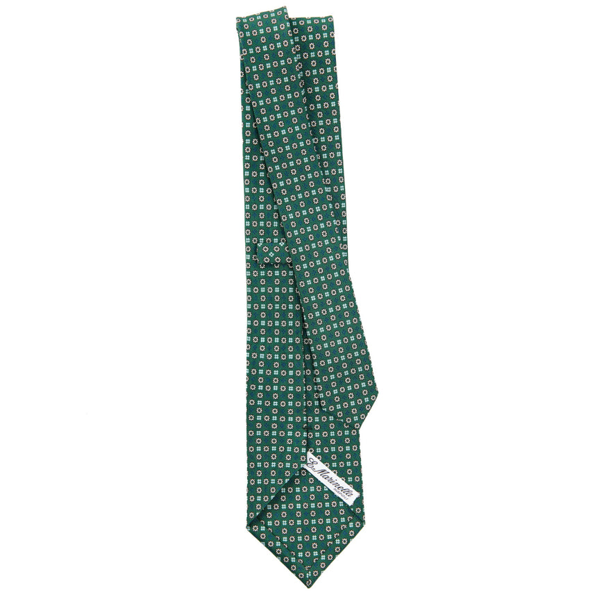 CRAVATTA SARTORIALE IN SETA STAMPATA VERDE SCURO