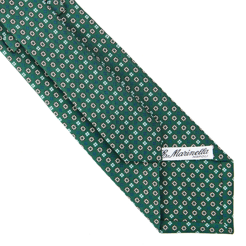 CRAVATTA SARTORIALE IN SETA STAMPATA VERDE SCURO