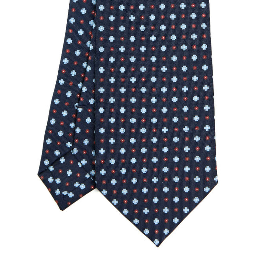 CRAVATTA SARTORIALE IN SETA STAMPATA BLU SCURO