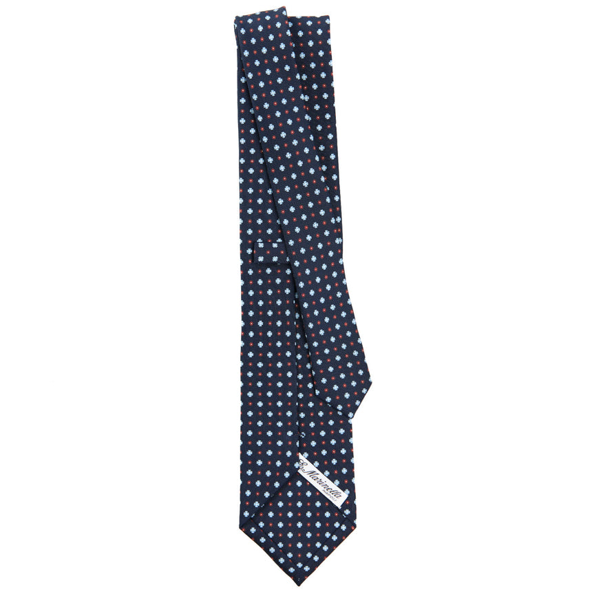 CRAVATTA SARTORIALE IN SETA STAMPATA BLU SCURO