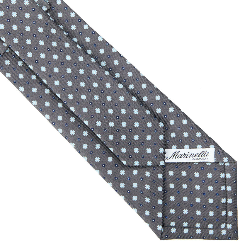 CRAVATTA SARTORIALE IN SETA STAMPATA GRIGIO SCURO
