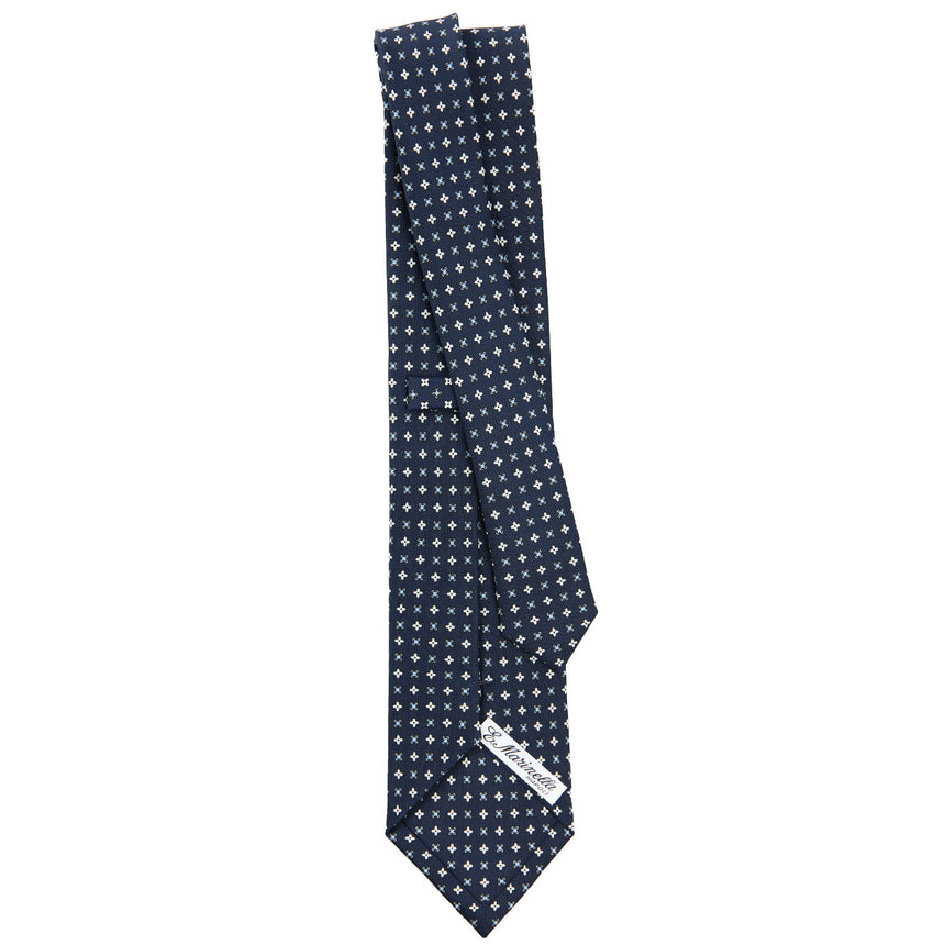 CRAVATTA SARTORIALE IN SETA STAMPATA BLU SCURO