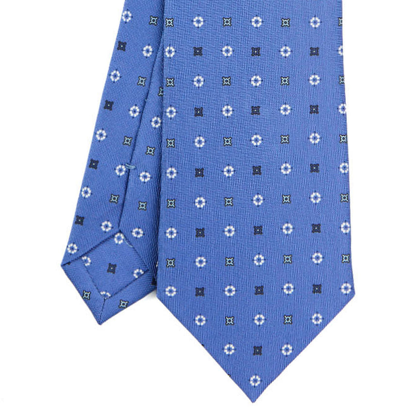 CRAVATTA SARTORIALE IN SETA STAMPATA AZZURRO POLVERE