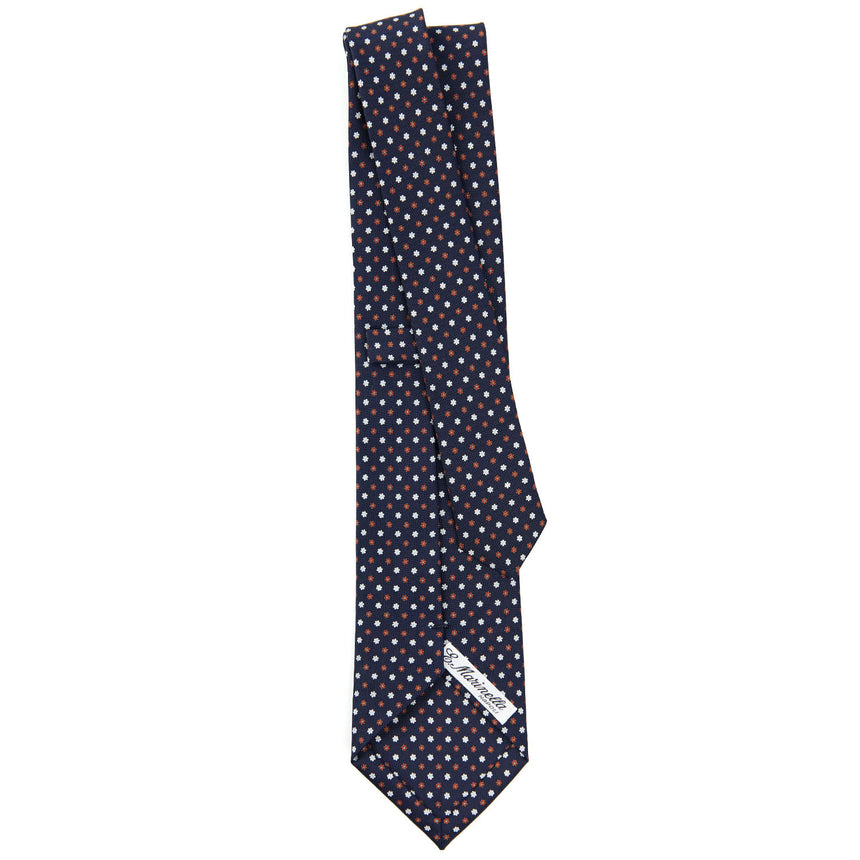 CRAVATTA SARTORIALE IN SETA STAMPATA BLU SCURO