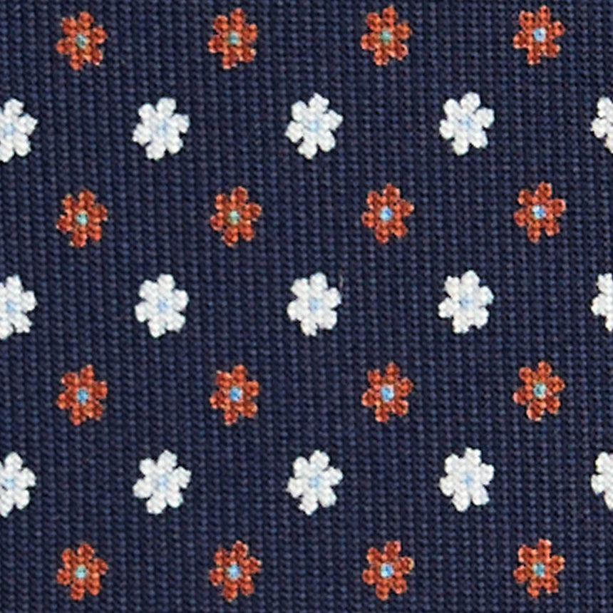 CRAVATTA SARTORIALE IN SETA STAMPATA BLU SCURO