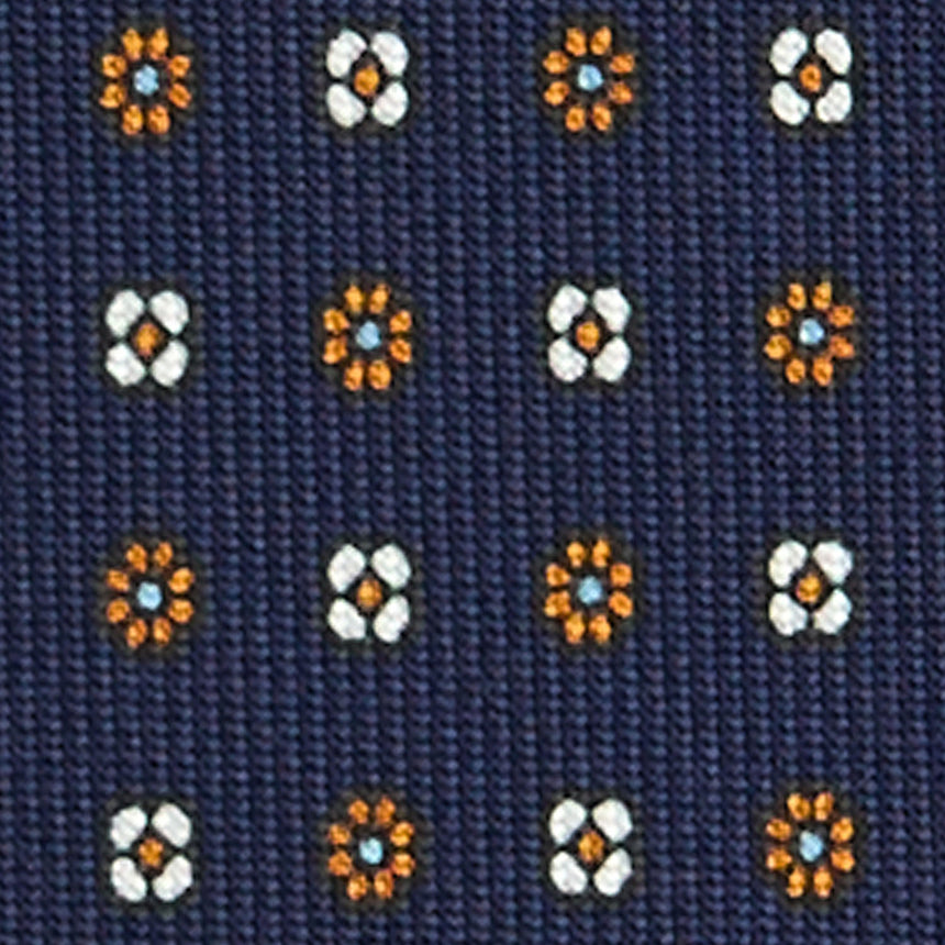 CRAVATTA SARTORIALE IN SETA STAMPATA BLU SCURO