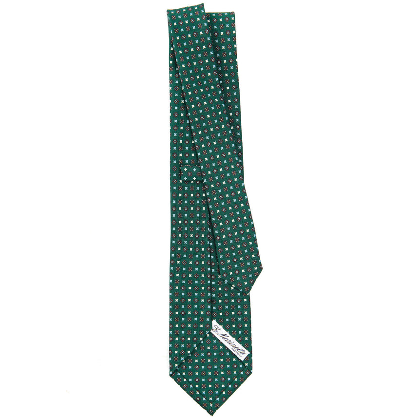 CRAVATTA SARTORIALE IN SETA STAMPATA VERDE SCURO