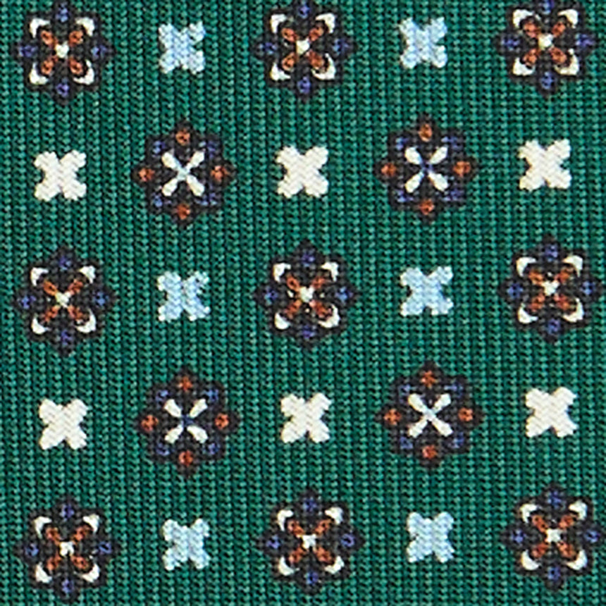 CRAVATTA SARTORIALE IN SETA STAMPATA VERDE SCURO