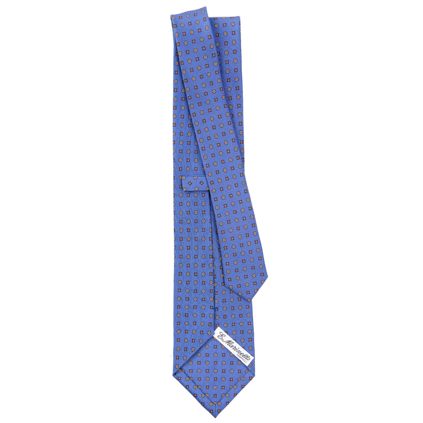 CRAVATTA SARTORIALE IN SETA STAMPATA AZZURRO POLVERE
