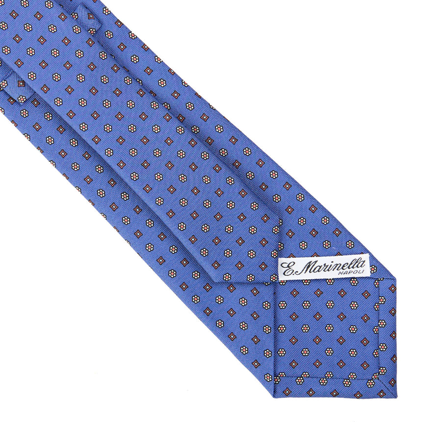 CRAVATTA SARTORIALE IN SETA STAMPATA AZZURRO POLVERE