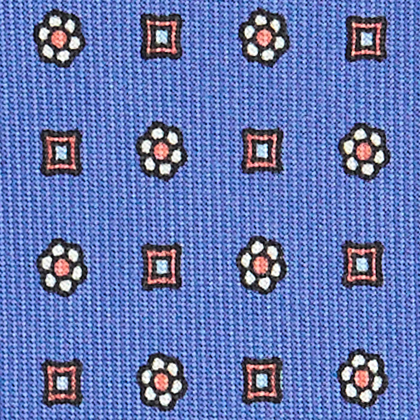 CRAVATTA SARTORIALE IN SETA STAMPATA AZZURRO POLVERE