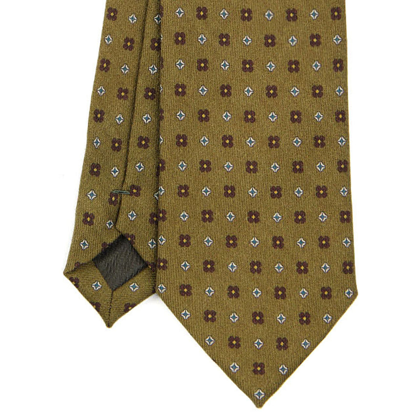 CRAVATTA SARTORIALE IN LANA VERDE OLIVA