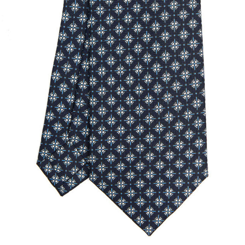 DARK BLUE SARTORIAL PRINTED SILK TIE