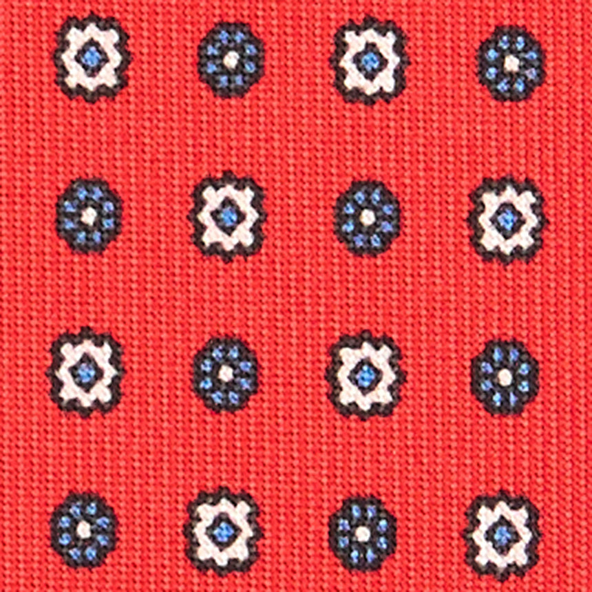 RED SARTORIAL PRINTED SILK TIE