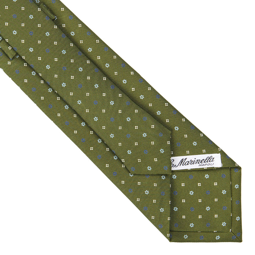 CRAVATTA SARTORIALE IN SETA STAMPATA VERDE OLIVA