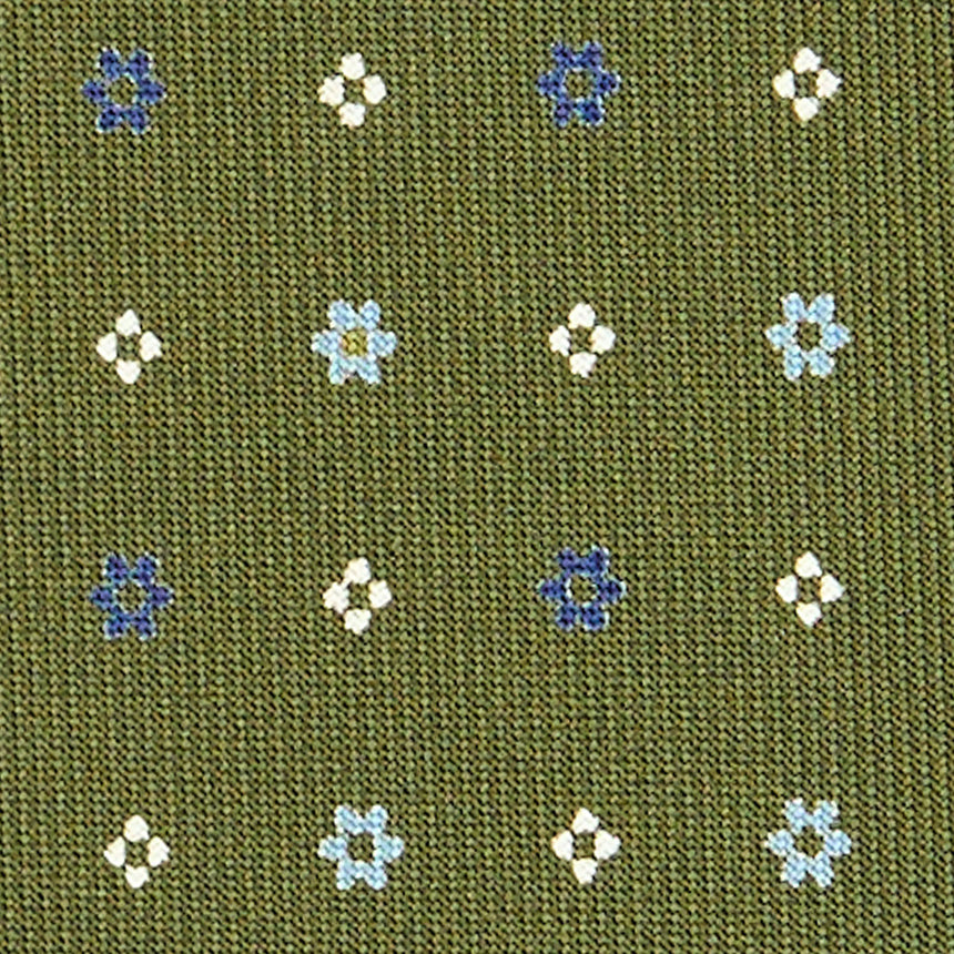 CRAVATTA SARTORIALE IN SETA STAMPATA VERDE OLIVA
