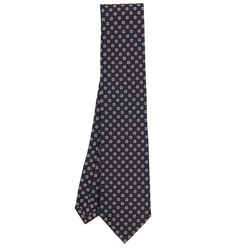 DARK BLUE SARTORIAL PRINTED SILK TIE
