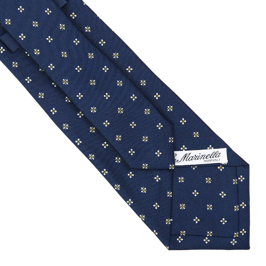 CRAVATTA SARTORIALE IN SETA STAMPATA BLU SCURO