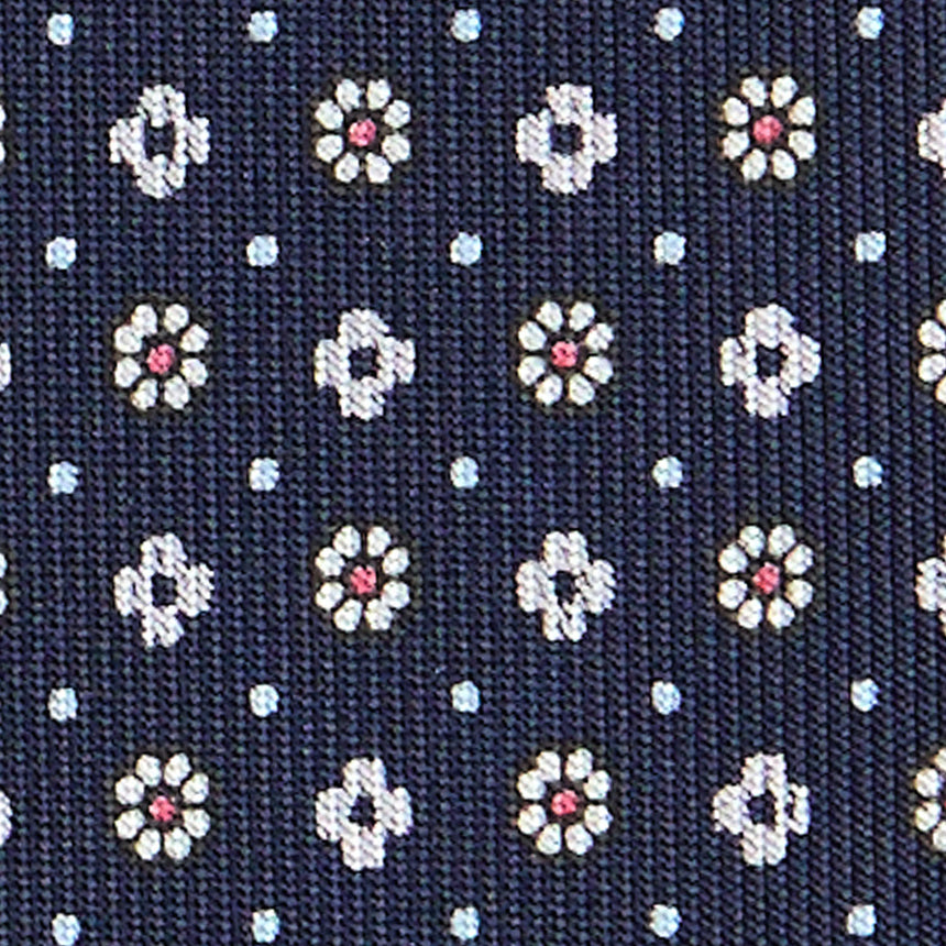 CRAVATTA SARTORIALE IN SETA STAMPATA BLU SCURO