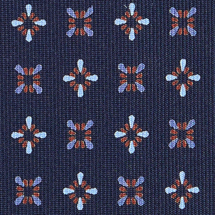 CRAVATTA SARTORIALE IN SETA STAMPATA BLU SCURO