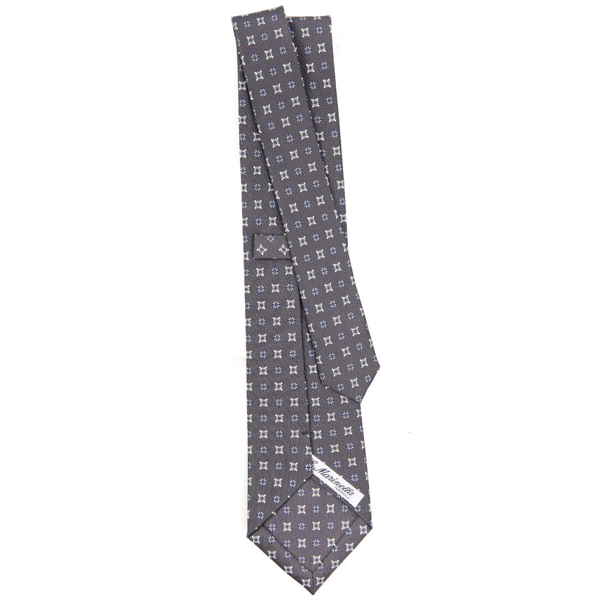 CRAVATTA SARTORIALE IN SETA STAMPATA GRIGIO SCURO