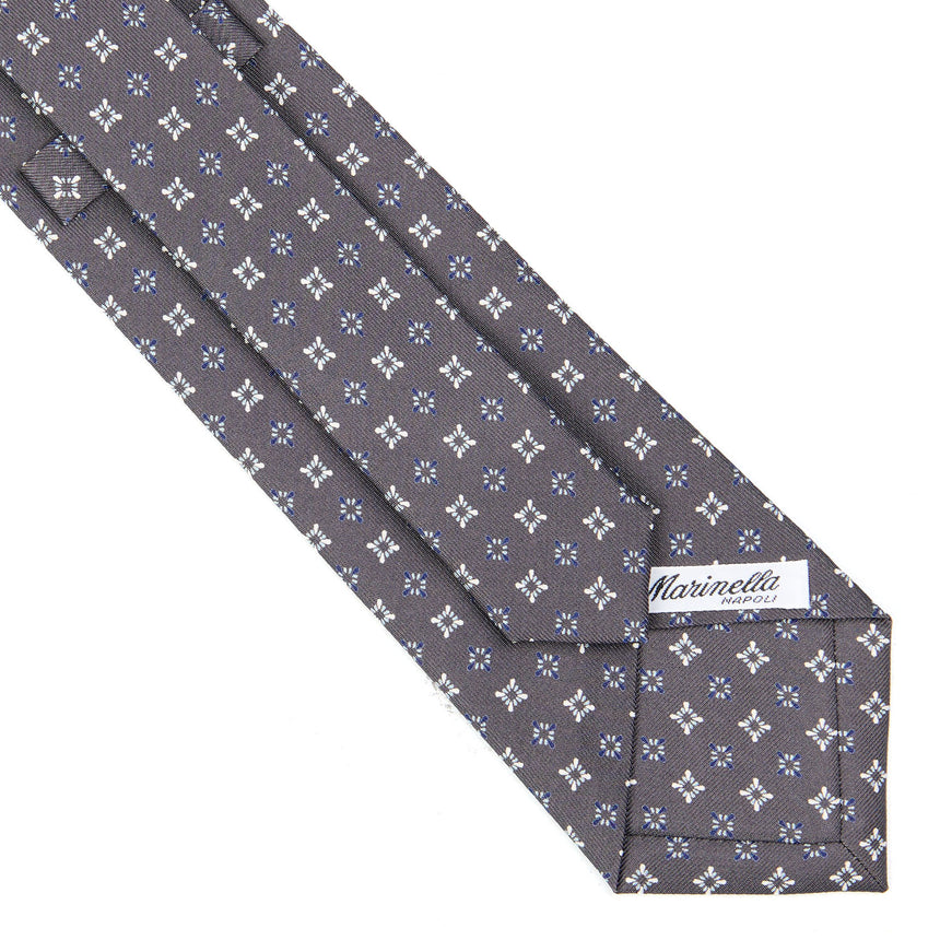 CRAVATTA SARTORIALE IN SETA STAMPATA GRIGIO SCURO