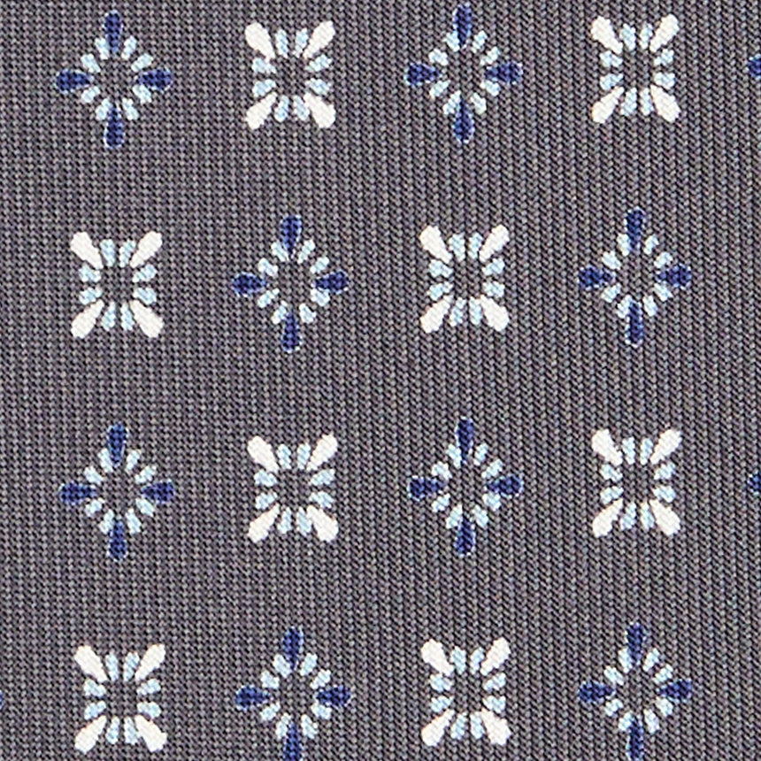 CRAVATTA SARTORIALE IN SETA STAMPATA GRIGIO SCURO