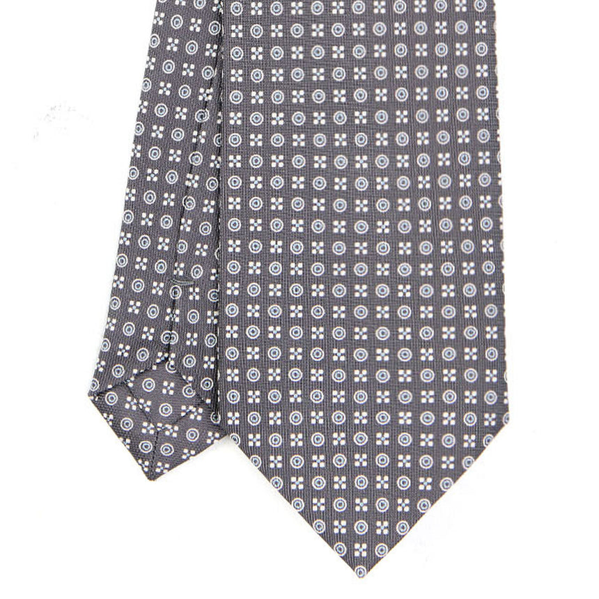 CRAVATTA SARTORIALE IN SETA STAMPATA GRIGIO SCURO