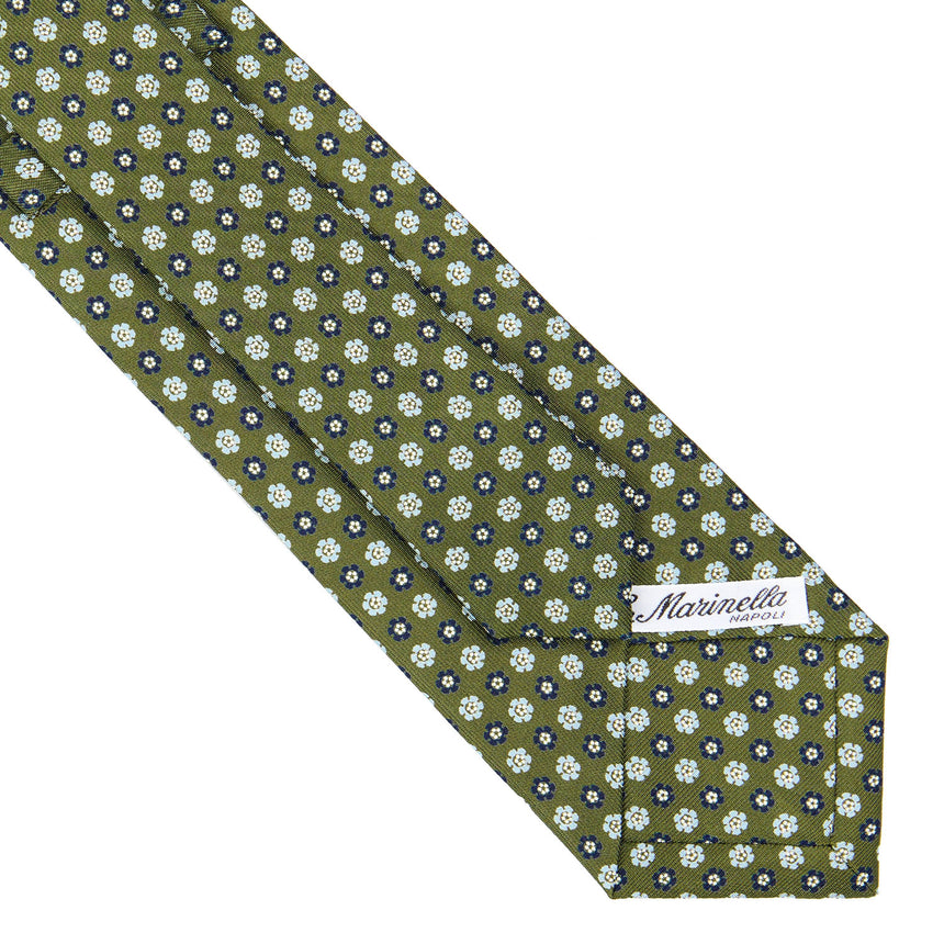 CRAVATTA SARTORIALE IN SETA STAMPATA VERDE OLIVA