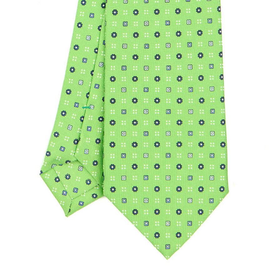 CRAVATTA SARTORIALE IN SETA STAMPATA VERDE CHIARO