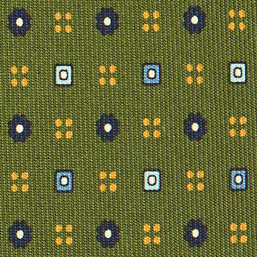 CRAVATTA SARTORIALE IN SETA STAMPATA VERDE OLIVA