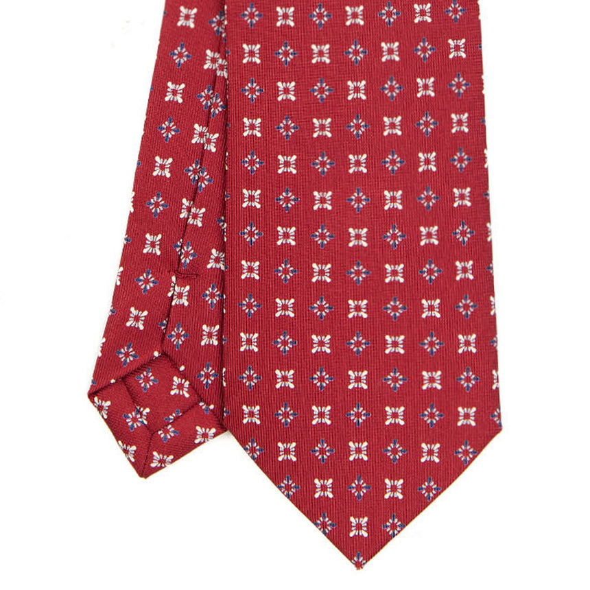 CRAVATTA SARTORIALE IN SETA STAMPATA BORDEAUX