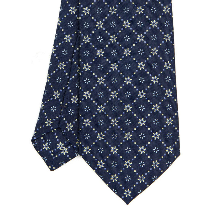 CRAVATTA SARTORIALE IN SETA STAMPATA BLU SCURO
