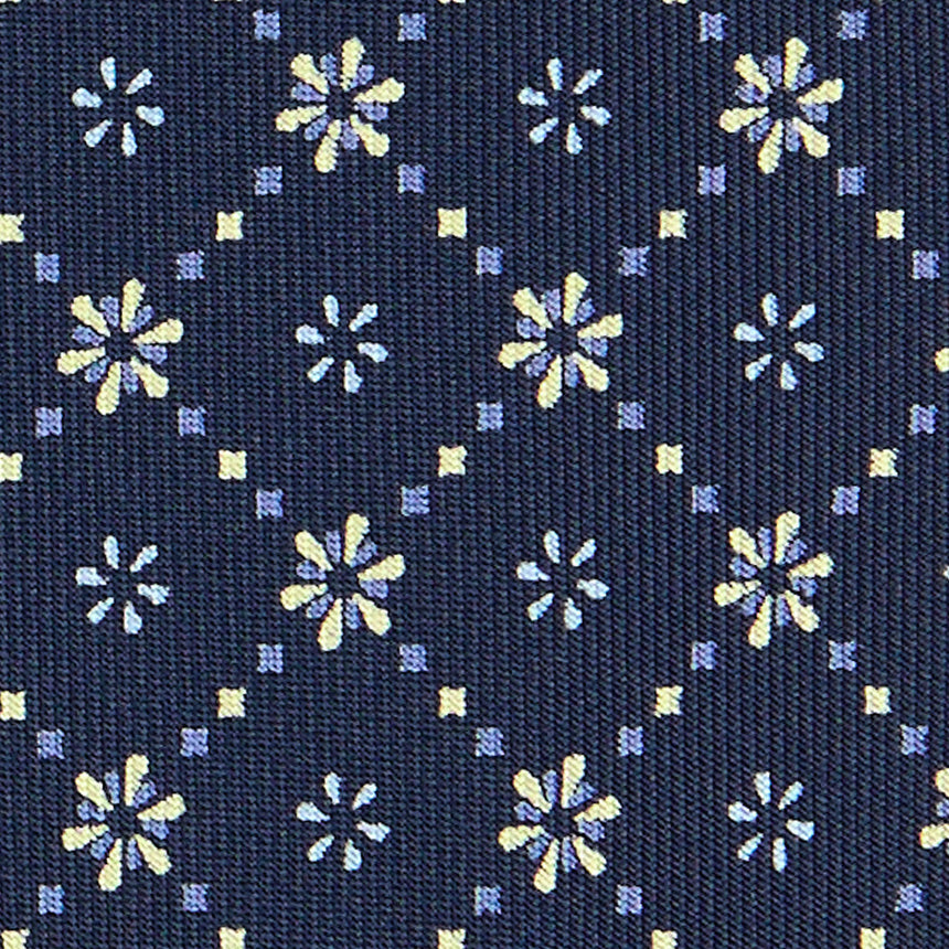 CRAVATTA SARTORIALE IN SETA STAMPATA BLU SCURO