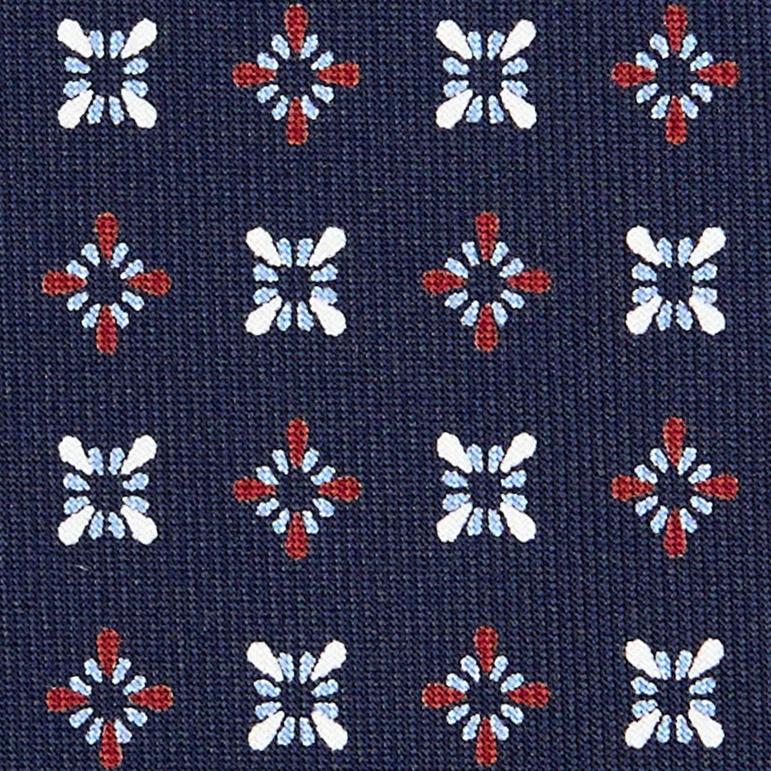 CRAVATTA SARTORIALE IN SETA STAMPATA BLU SCURO