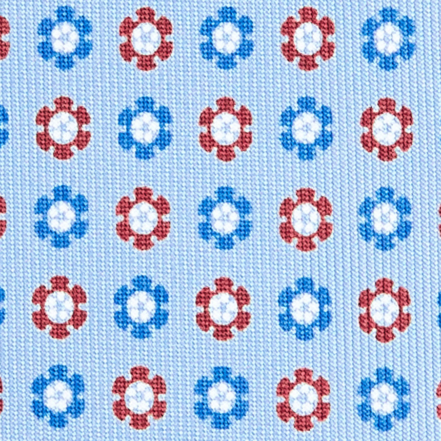 CRAVATTA SARTORIALE IN SETA STAMPATA AZZURRA