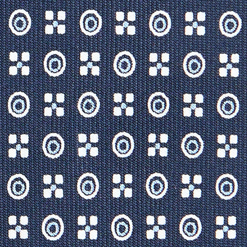 CRAVATTA SARTORIALE IN SETA STAMPATA BLU SCURO