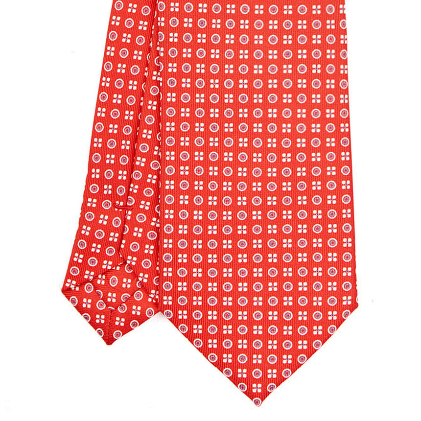 CRAVATTA SARTORIALE IN SETA STAMPATA ROSSA