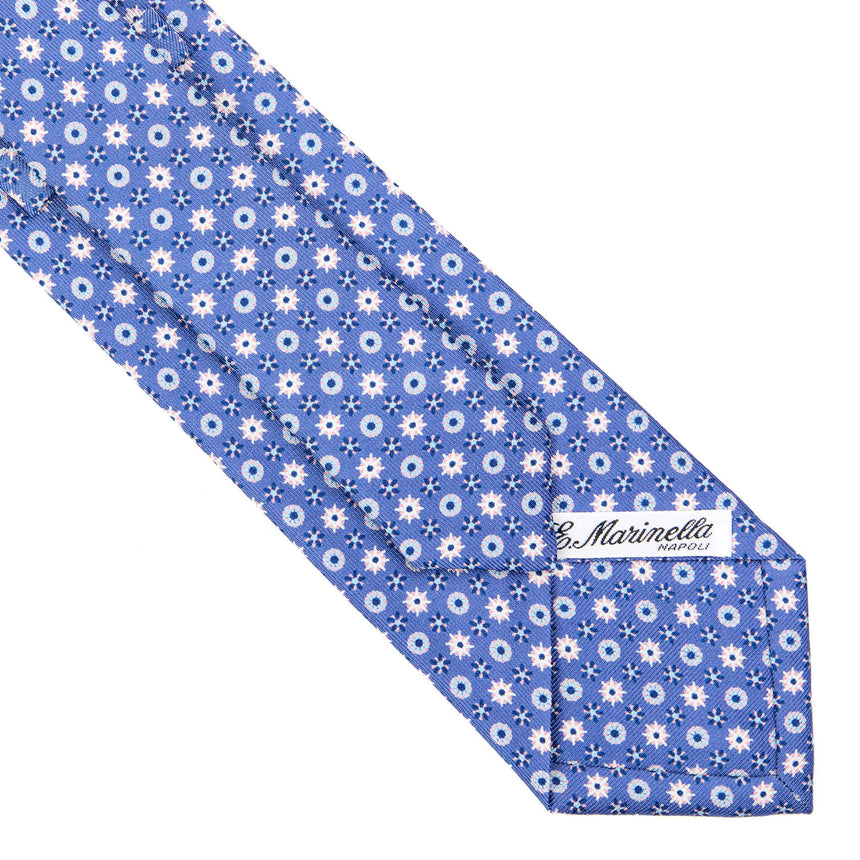 CRAVATTA SARTORIALE IN SETA STAMPATA AZZURRO POLVERE