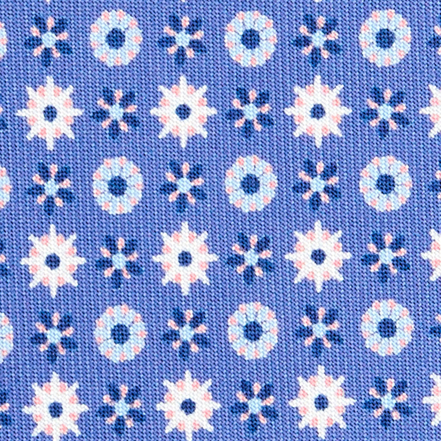 CRAVATTA SARTORIALE IN SETA STAMPATA AZZURRO POLVERE