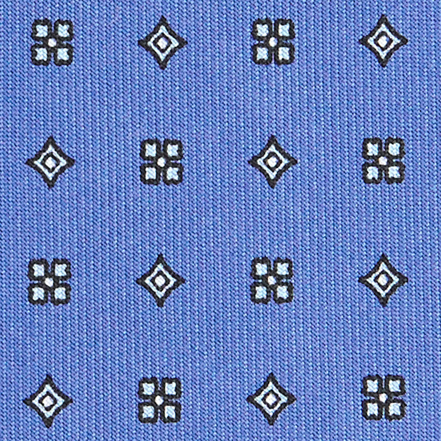 CRAVATTA SARTORIALE IN SETA STAMPATA AZZURRO POLVERE