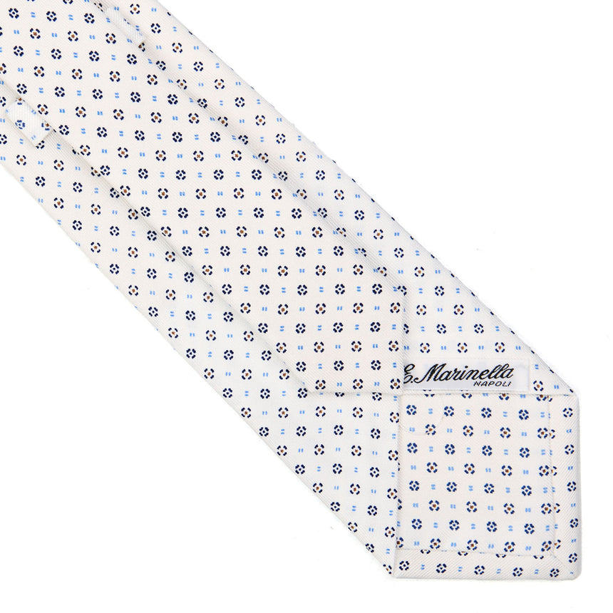 WHITE SARTORIAL PRINTED SILK TIE