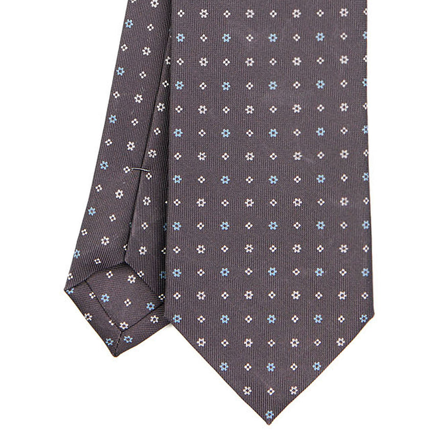 CRAVATTA SARTORIALE IN SETA STAMPATA GRIGIO SCURO