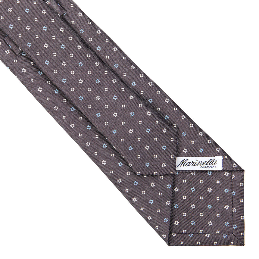 CRAVATTA SARTORIALE IN SETA STAMPATA GRIGIO SCURO