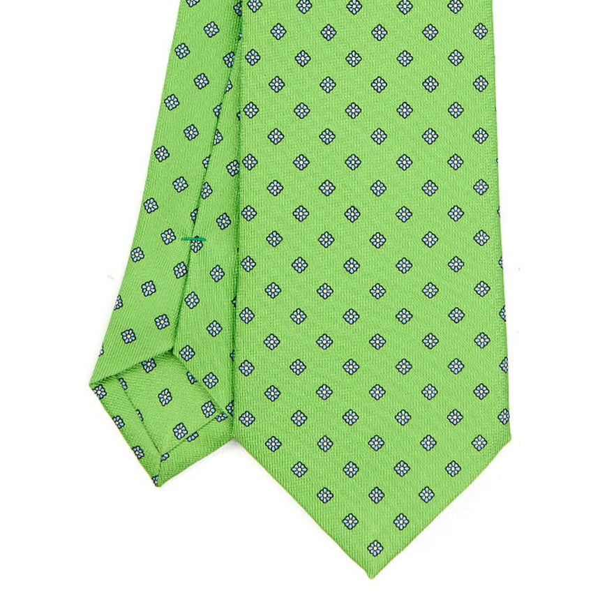 CRAVATTA SARTORIALE IN SETA STAMPATA VERDE CHIARO