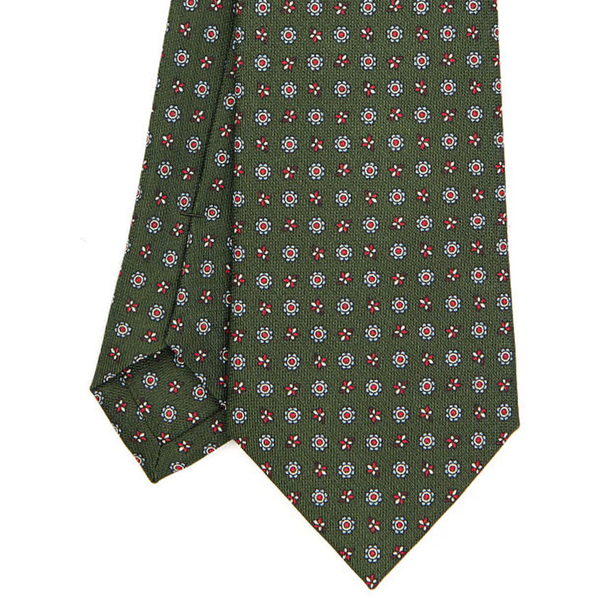 OLIVE GREEN SARTORIAL PRINTED SILK TIE