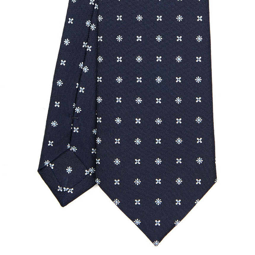 CRAVATTA SARTORIALE IN SETA STAMPATA BLU SCURO