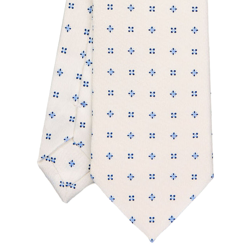 WHITE SARTORIAL PRINTED SILK TIE